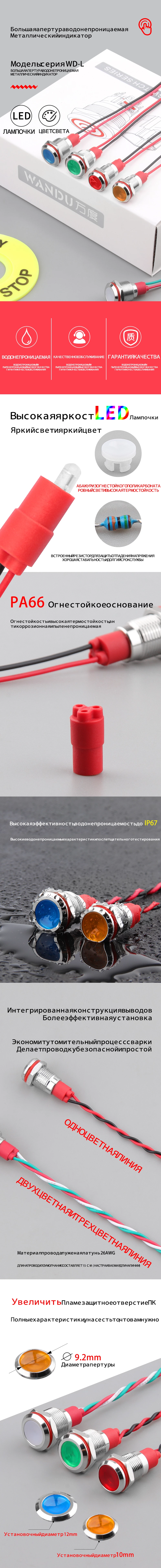 Индикаторы с большой апертурой серии WD10/12L